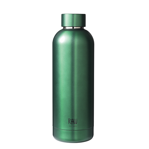 RAW TO GO - thermo bottles matte green in steel 