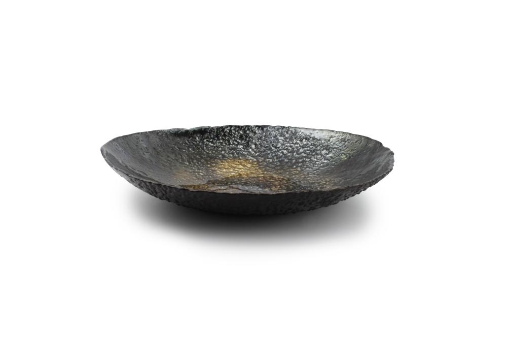 SP: Decorative dish 32,5xH5,5cm glass 
black/gold