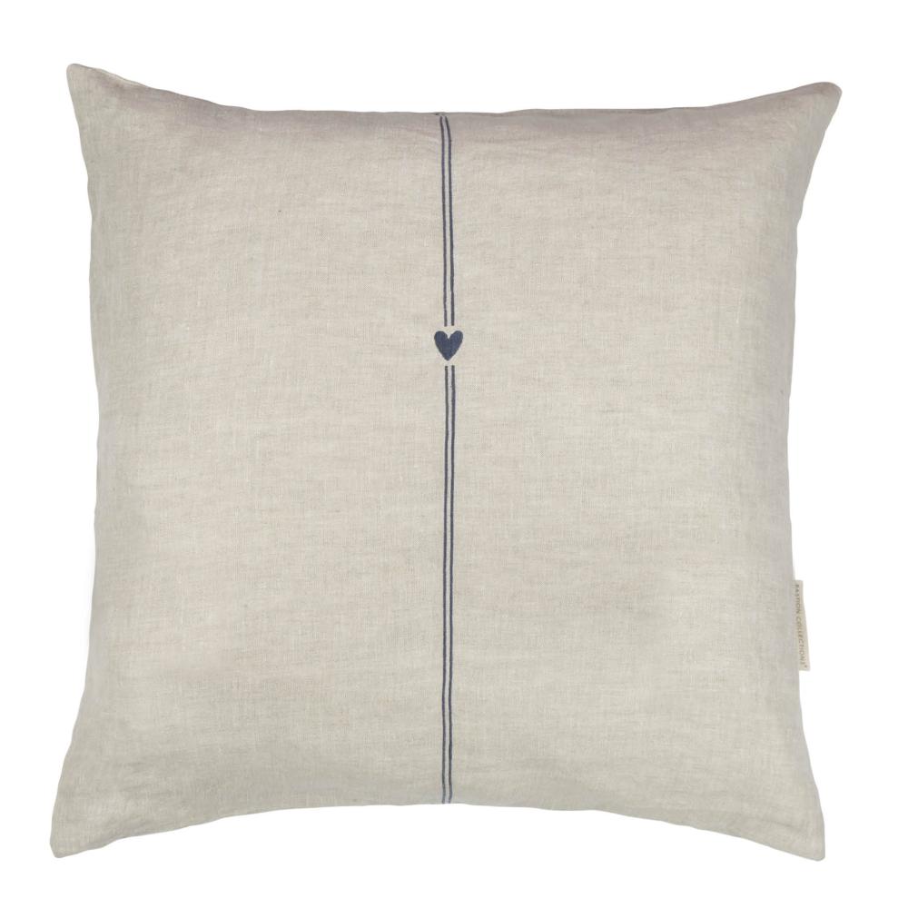 Cushion Cover 60x60 Naturel/Blue stripe 100% linen
