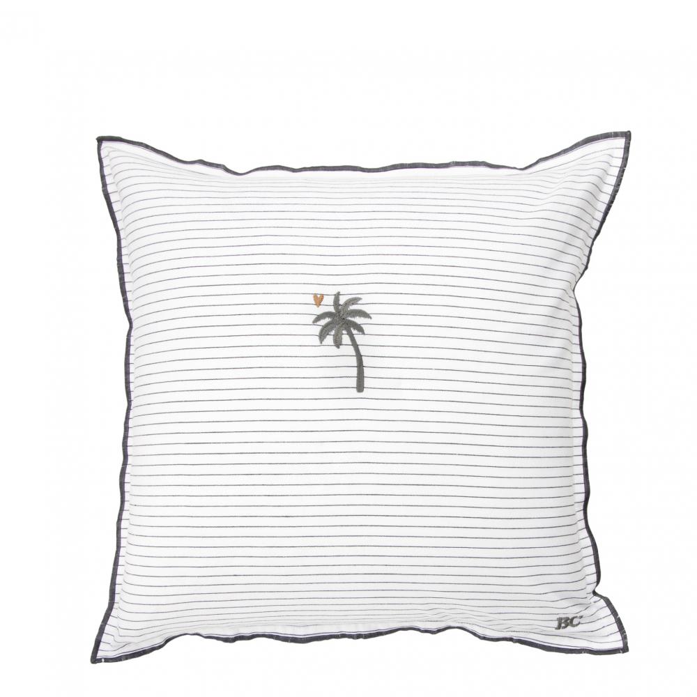 Cushion 50x50 White/Black Chambray Palm tree





