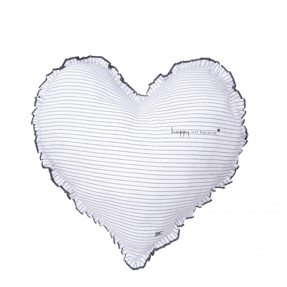 Heart Cushion 50x51 White/Black Chambray Happy








