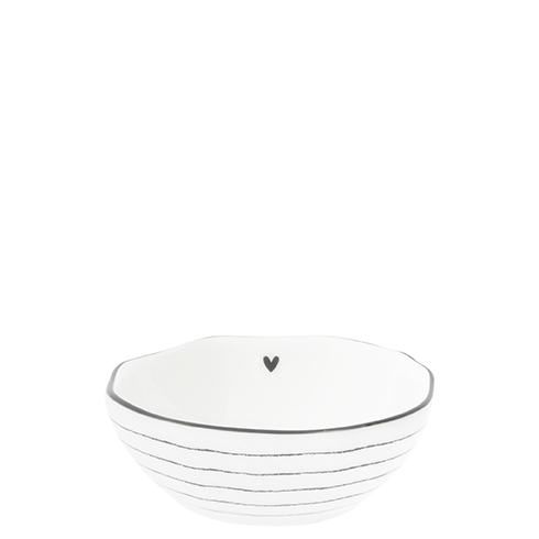 Bowl Sauce with heart/stripes in Black 7x8x3cm