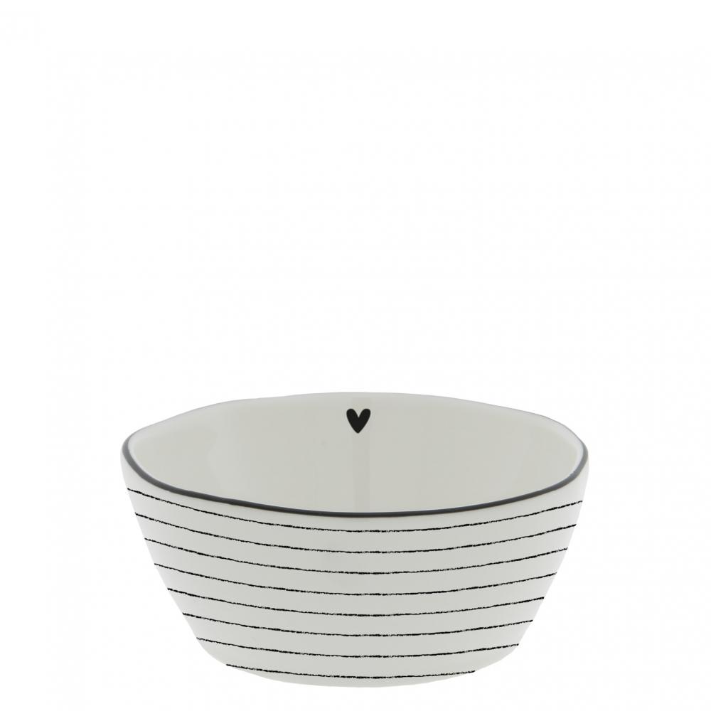 Bowl Sauce with heart/stripes in Black 6.8X9.5X3cm


