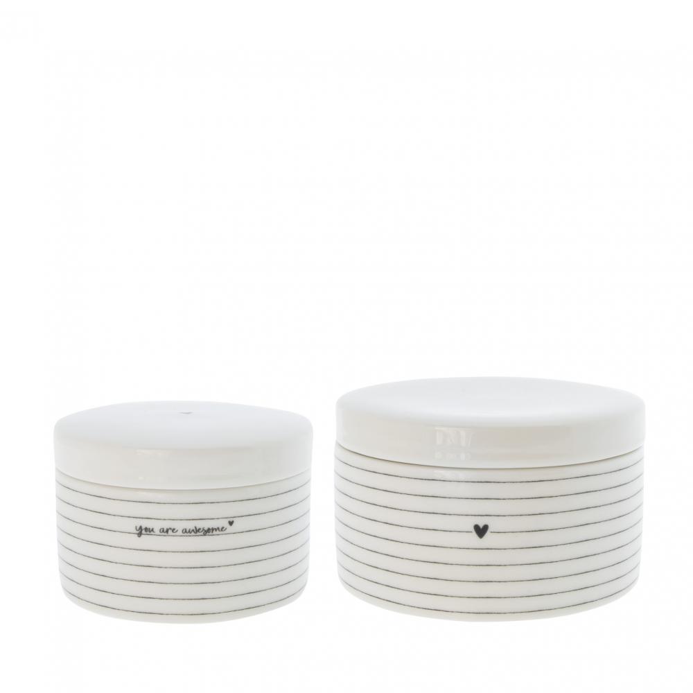 Ceramic box White/Stripes Sm+L(2x6) D10 +12cm Set 2 ks  














