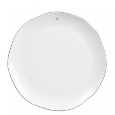 Raòajkový tanier biela / malé srdce v sivej 23cm