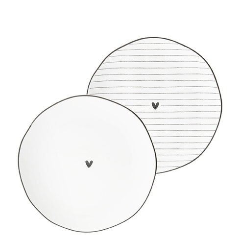 NEW Side Plate Ass(2x12)white/edge & heart black 13cm cena za ks /set 2 ks/
