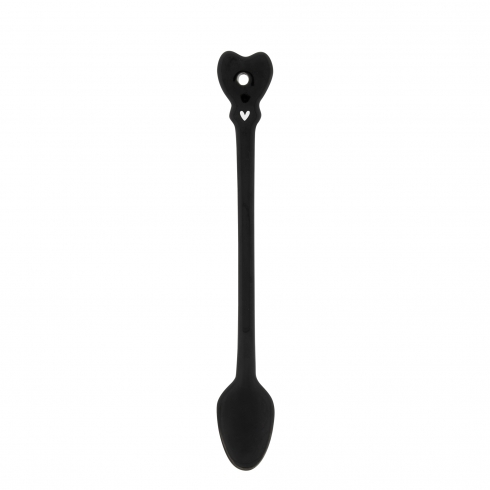 Spoon 'Latte' Black with white Heart 18,5cm