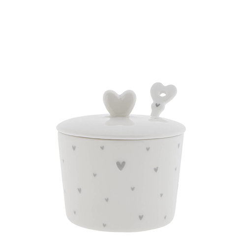 Sugar Bowl White/Hearts&Spoon in grey 7x85x7cm

