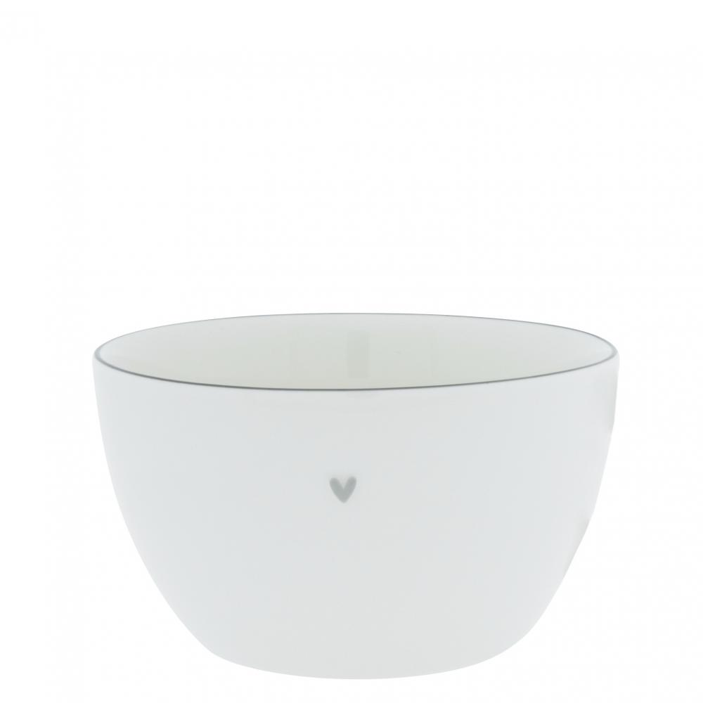Bowl Medium White /edge Grey 15 cm

