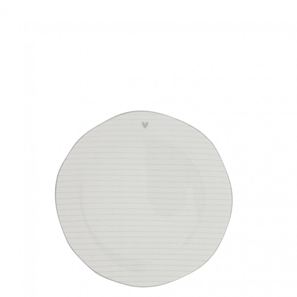 Cake Plate Stripes White/edge Grey 16 cm



