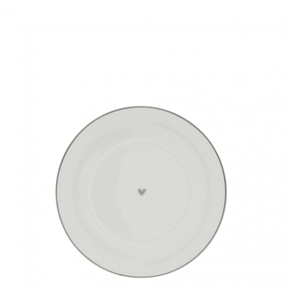 Plate Cup 15cm White/Heart in Grey 
























