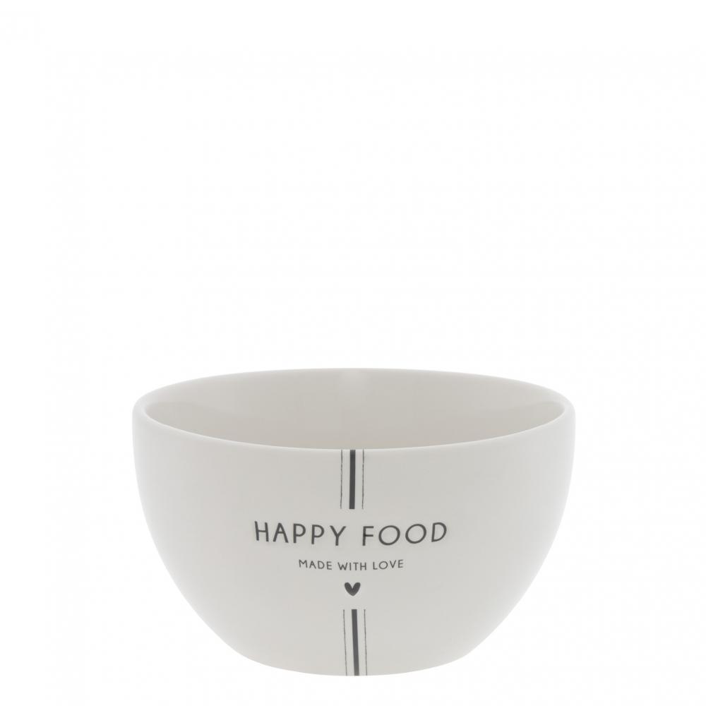 Bowl White/Happy Food in Black Dia 13x7cm 



















