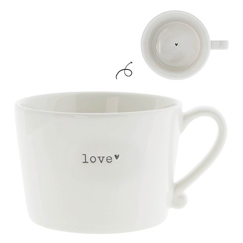 Cup White / Love in Black 10x8x7cm























