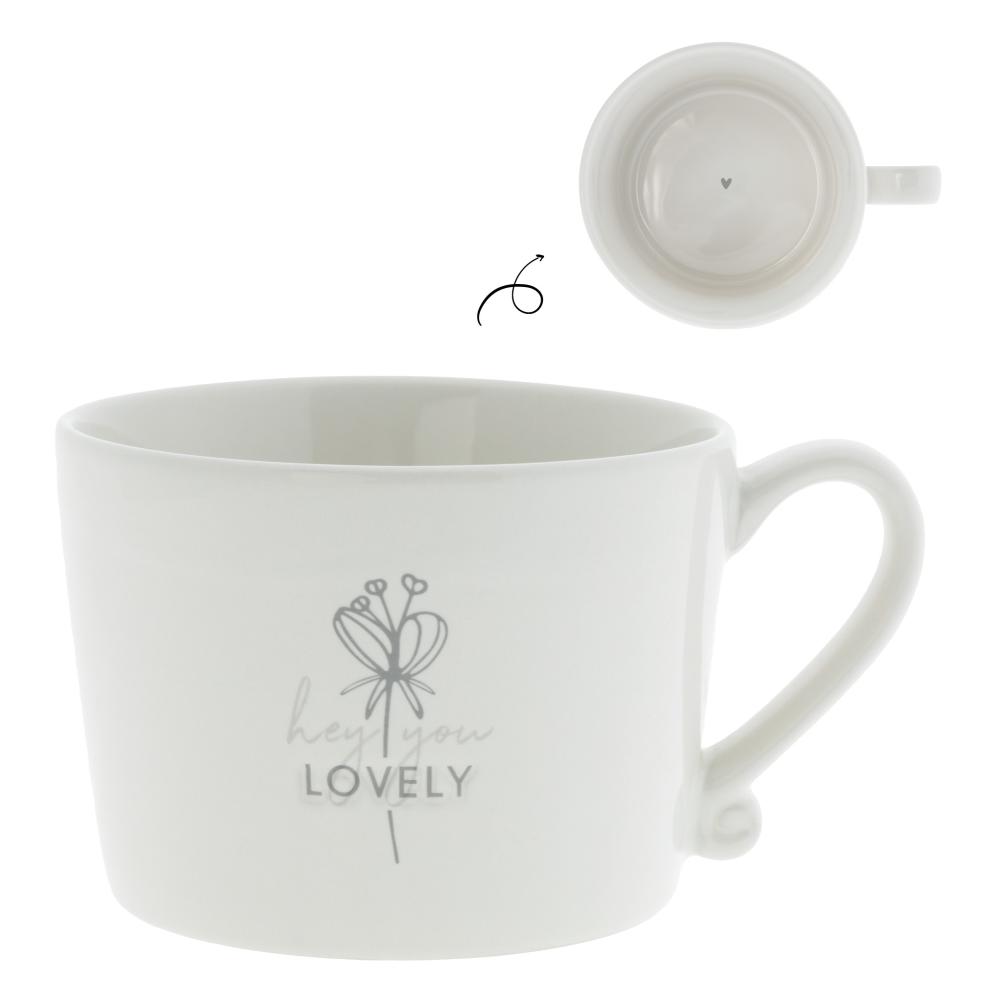 Cup White/Hey you lovely Grey 10x8x7cm





















