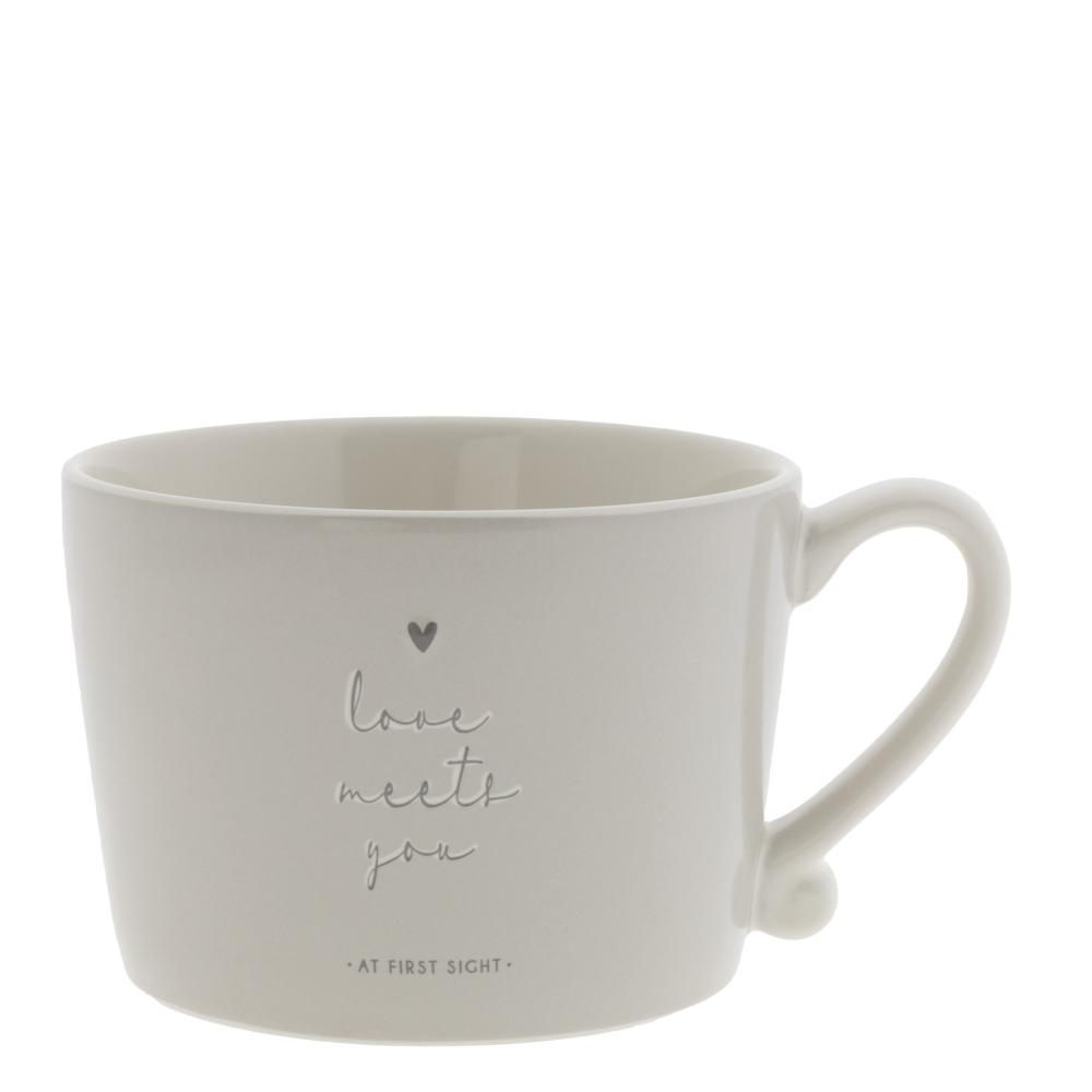 Cup White/Love meets you Grey10x8x7cm

























