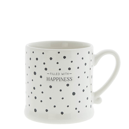 Mug White Dots Black / Happiness 8x7cm





















