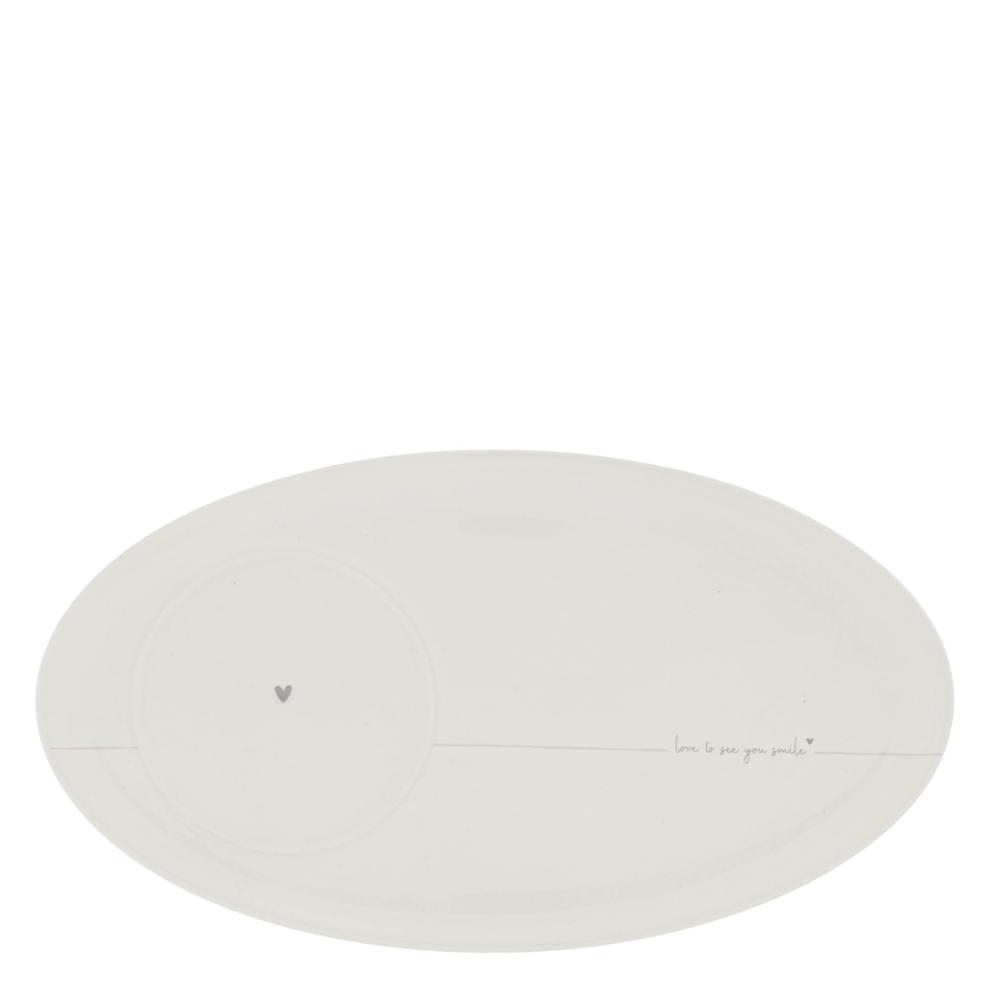 Oval Plate White/Grey/Love to see you Smile 25,5x14,5c

















