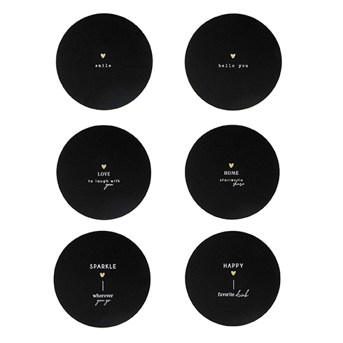 Coaster 6 designs Black 10,5 x 10,5 cm.Cena za SET.SET 6 ks










