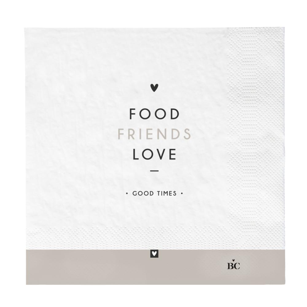 Napkin White/Food Friends Love 20 pcs16,5x























