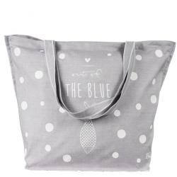 Beachbag L.Grey/out of the blue in white 60x45cm