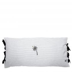Cushion 35x70 White/Black Chambray Palm Tree






