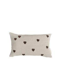 Cushion 30x50 Naturel/Brown Hearts