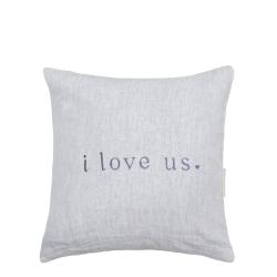 Cushion Cover 50x50 Blue / I Love us 100% linen