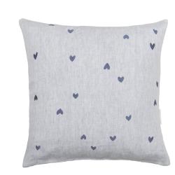 Cushion Cover 60x60 Blue all Hearts 100% linen