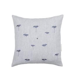 Cushion Cover 50x50 Blue with Flowers 100% Linen