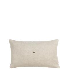 Cushion 30x50 Naturel/Heart in brown 100% Linen