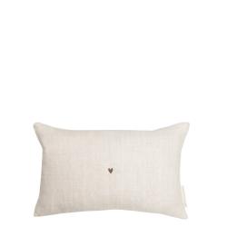 Cushion 30x50 Light Naturel/Little Heart in Brown