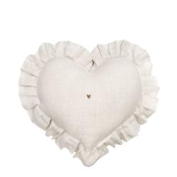 Heart Cushion 52x50 Light Naturel with ruffles