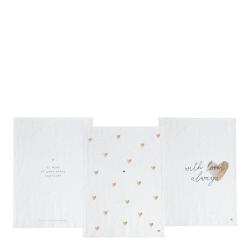 Kitchen Towels 50x70(3x4pcs) White Naturel Hearts