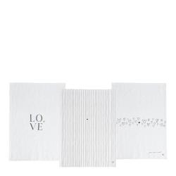 Kitchen Towels 50x70(3x4pcs) White Love & stripes