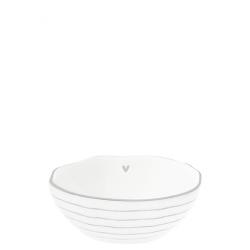 Bowl Sauce with heart/stripes in Grey 7x8x3cm