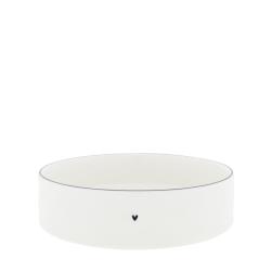 Bowl Salad White w.heart in Black 20 x 5 cm