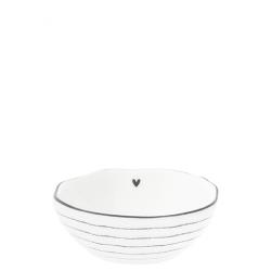 Bowl Sauce with heart/stripes in Black 7x8x3cm