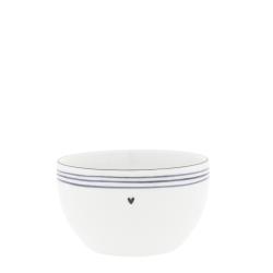 Bowl White S /edge Black 12x7cm