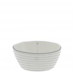 Bowl Sauce with heart/stripes in Grey 6.8X9.5X3cm

