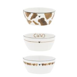 Bowl Sauce White/Brown print ass( 3x4) 9,5x4 cm