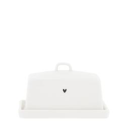 Butter Dish Small white/heart in black