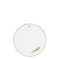 Cake Plate White/Brown string of hearts 16 cm