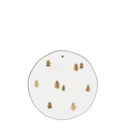Cake Plate White/Brown Xmas Trees 16 cm