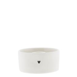 Candleholder Round White with heart 8 x 4 cm