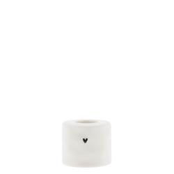 Candleholder Round White with heart 5.2 X 4.5 cm