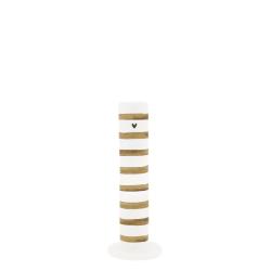 Candleholder White with Brown Stripes