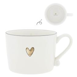 Cup White/ Brown Heart 10x8x7cm