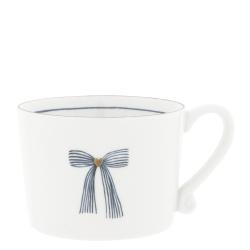 Cup White/Iris Blue Bow 10x8x7cm