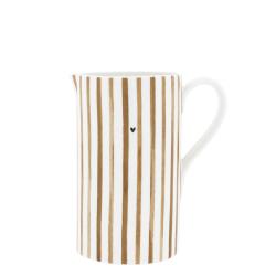 Jug Large White with Brown Stripes 20cm