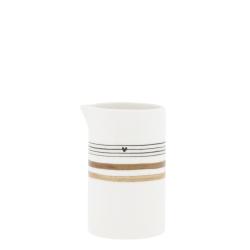 Milk Jug White/Brown and Black Stripes 6x10 cm